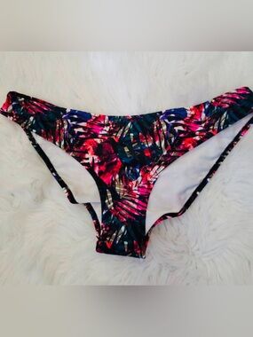 PINK Victoria's Secret Tropical Print Bikini Bottom in Pink & Blue